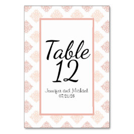 Weiche Peachy Blush Damask Tischnummer