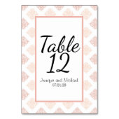 Weiche Peachy Blush Damask Tischnummer (Rückseite)