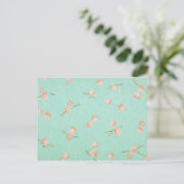 Weiche Petals Peach & Aqua Postkarte (Stehend Vorderseite)