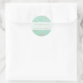 Weiche Petals Peach & Aqua Runder Aufkleber (Tasche)