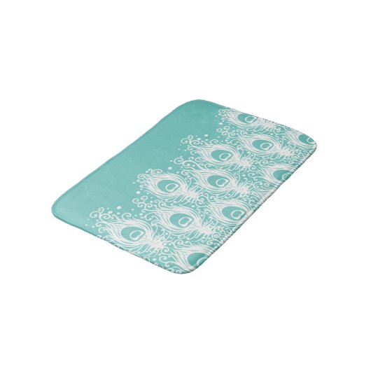 Weiche Pfauenfedern Badematte (Schrägansicht)