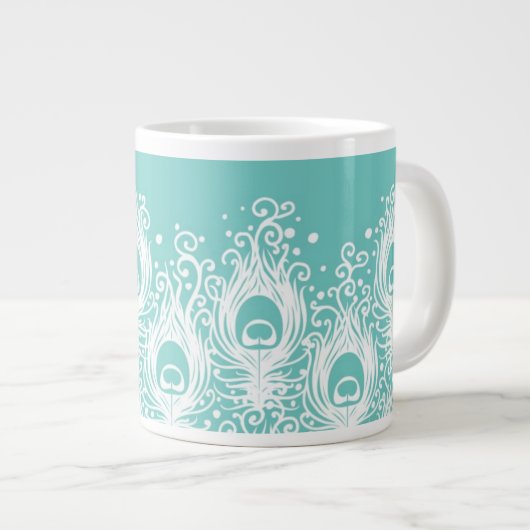 Weiche Pfauenfedern Jumbo-Tasse (Vorderseite Rechts)