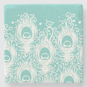 Weiche Pfauenfedern Steinuntersetzer