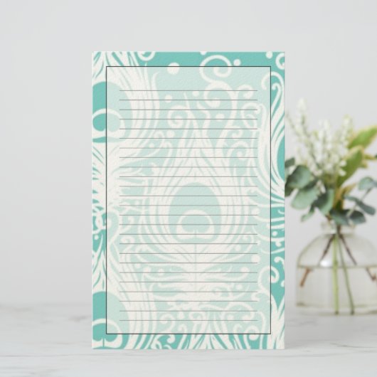 Weiche Pfaufedern Briefpapier (Stehend Vorderseite)