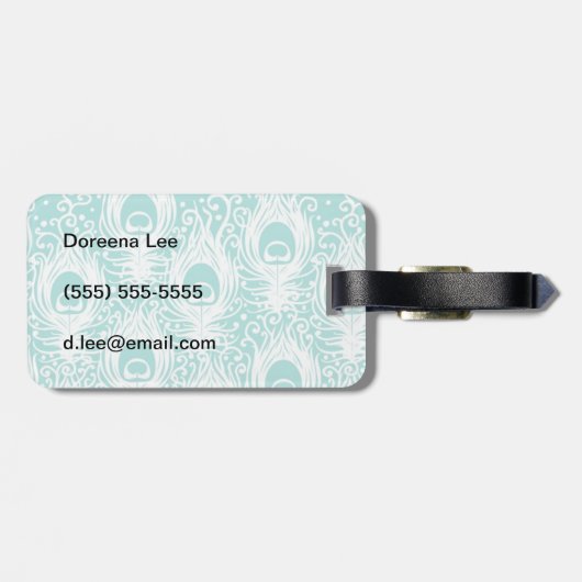 Weiche Pfaufedern Gepäckanhänger (Rückseite horizontal)