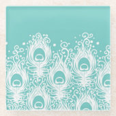 Weiche Pfaufedern Glasuntersetzer (Vorderseite)