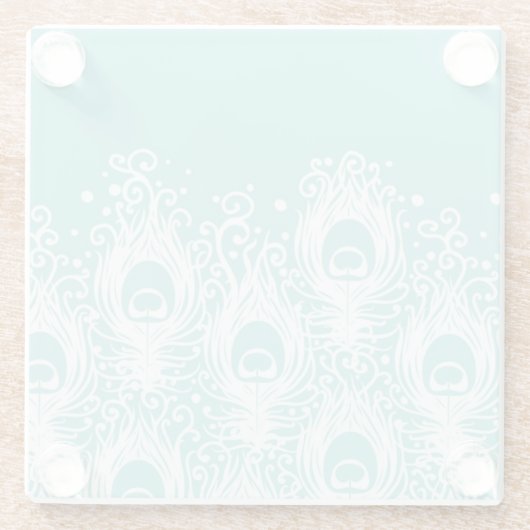 Weiche Pfaufedern Glasuntersetzer (Rückseite)