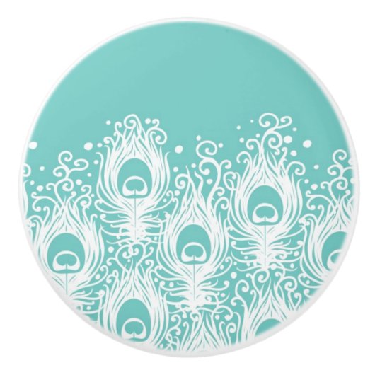 Weiche Pfaufedern Keramikknauf (Vorderseite)