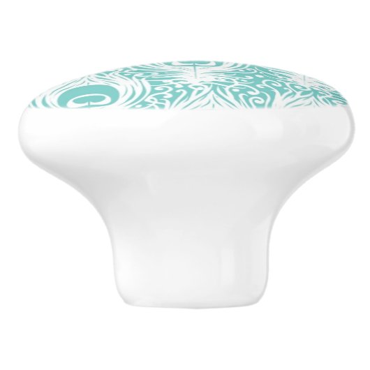 Weiche Pfaufedern Keramikknauf (Seitenansicht)