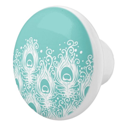 Weiche Pfaufedern Keramikknauf (Rechts)