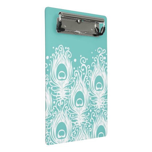 Weiche Pfaufedern Mini Klemmbrett (Schrägansicht)