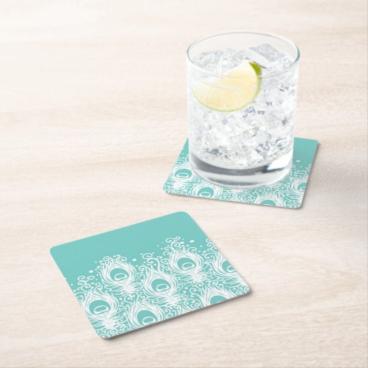 Weiche Pfaufedern Rechteckiger Pappuntersetzer (Vor Ort)