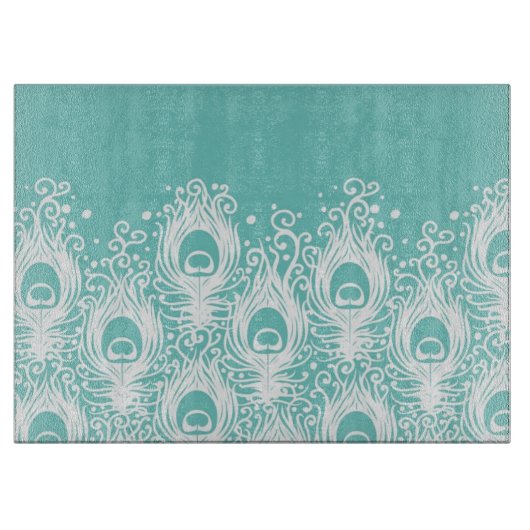 Weiche Pfaufedern Schneidebrett (Vorderseite)