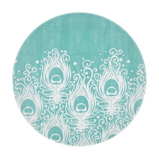 Weiche Pfaufedern Schneidebrett (Vorderseite)