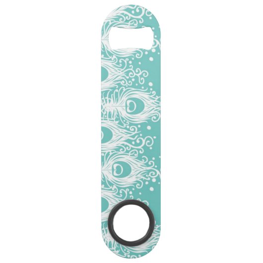 Weiche Pfaufedern Speedflaschenöffner (Rückseite)