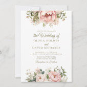 Weiche Pfirsich und Blütenrosa Blumenzehen Einladung (Vorderseite)