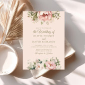 Weiche Pfirsich und Blütenrosa Blumenzehen Einladung