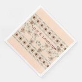 Weiche Pfirsich und grüne Dekorationen Serviette (Ecke)