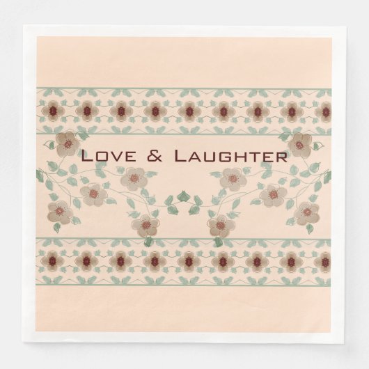 Weiche Pfirsich und grüne Dekorationen Serviette (Vorderseite)