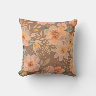 Weiche Pfirsich und grüner Blumenwirbel Kissen