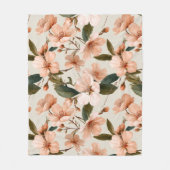 Weiche Pfirsichblüten Elfenbein Blumenmuster Fleecedecke (Vorderseite)