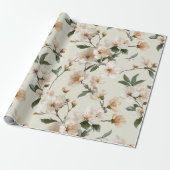 Weiche Pfirsichblüten Elfenbein Blumenmuster Geschenkpapier (Ungerollt)