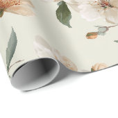 Weiche Pfirsichblüten Elfenbein Blumenmuster Geschenkpapier (Rolleneckpunkt)