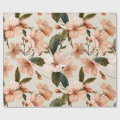 Weiche Pfirsichblüten Elfenbein Blumenmuster Geschenkpapier (Flach)