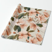 Weiche Pfirsichblüten Elfenbein Blumenmuster Geschenkpapier (Ungerollt)
