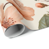 Weiche Pfirsichblüten Elfenbein Blumenmuster Geschenkpapier (Rolleneckpunkt)