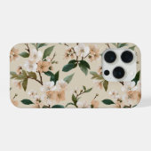 Weiche Pfirsichblüten Elfenbein Blumenmuster iPhone Hülle (Rückseite (Horizontal))