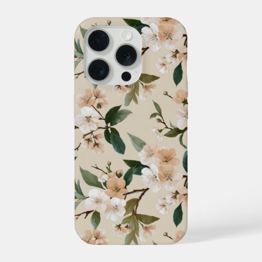 Weiche Pfirsichblüten Elfenbein Blumenmuster iPhone Hülle (Rückseite)