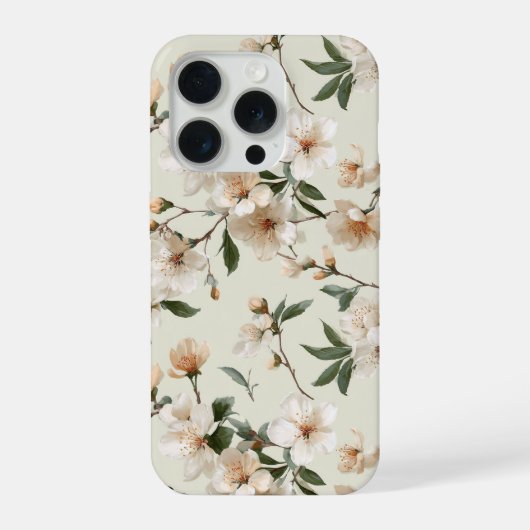 Weiche Pfirsichblüten Elfenbein Blumenmuster iPhone Hülle (Rückseite)