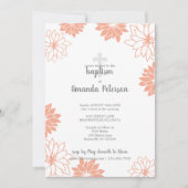 Weiche Pfirsichblütenmuster Cross Girl Baptisse Einladung (Vorderseite)