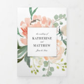 Weiche Pfirsichfarben-Blütenblüte All-in-One-Hochz Dreifach Gefaltete Einladung (Cover)