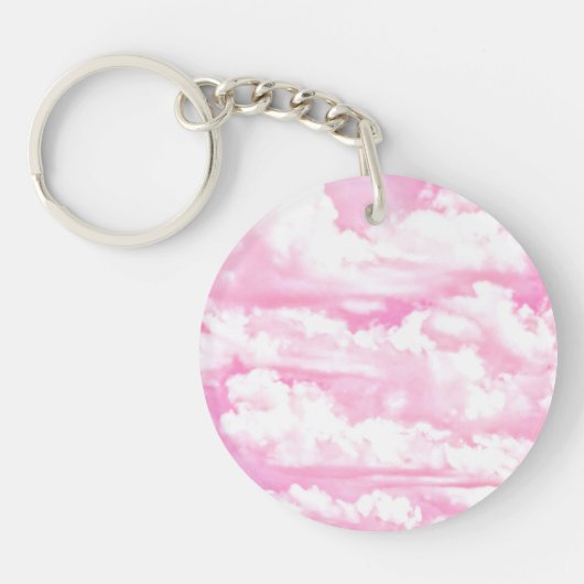 Weiche pinkfarbene rosa Girly Wolken Schlüsselanhänger (Vorderseite)
