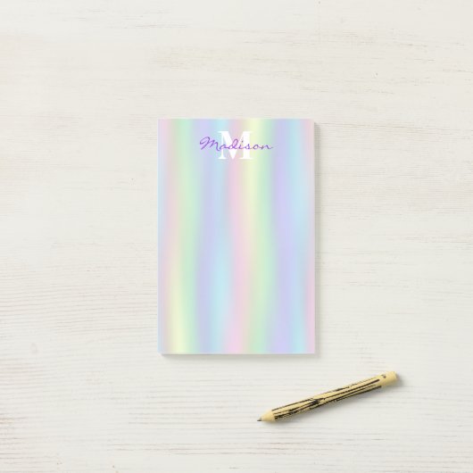 Weiche Rainbow-Holografie| Monogramm - Post - it - Post-it Klebezettel (Auf Schreibtisch)