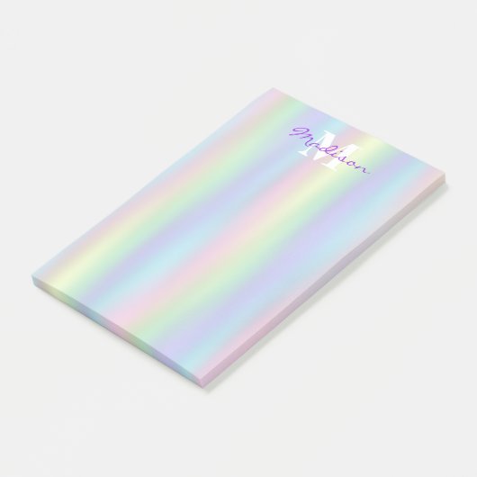 Weiche Rainbow-Holografie| Monogramm - Post - it - Post-it Klebezettel (angewinkelt)