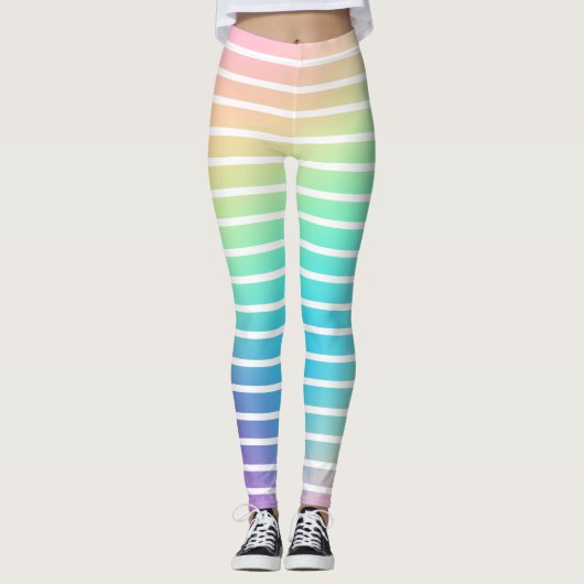 Weiche Rainbow Pastell Gradient Streifen Leggings (Vorderseite)