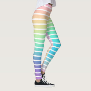 Weiche Rainbow Pastell Gradient Streifen Leggings