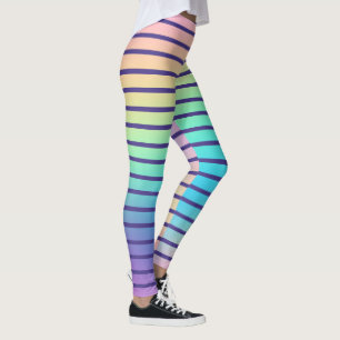 Weiche Regenbogenpastel Gradient Streifen Leggings