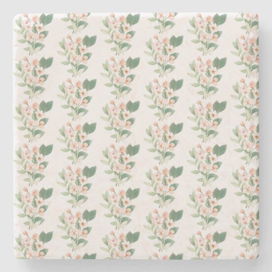 Weiche Retro-Blumenanordnung Steinuntersetzer (Vorderseite)