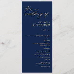Weiche romantische Schrift Navyblau und Gold Hochz Programm