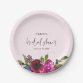 Weiche rosa Aquarell-Blumen-Papierplatte Pappteller (Vorderseite)