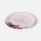 Weiche rosa Aquarell-Blumen-Papierplatte Pappteller (Schrägansicht)