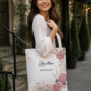 Weiche rosa Blumen-Brautjungfer-Tasche Tasche