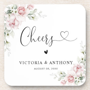Weiche rosa Blumen Cheers Quadrat Untersetzer