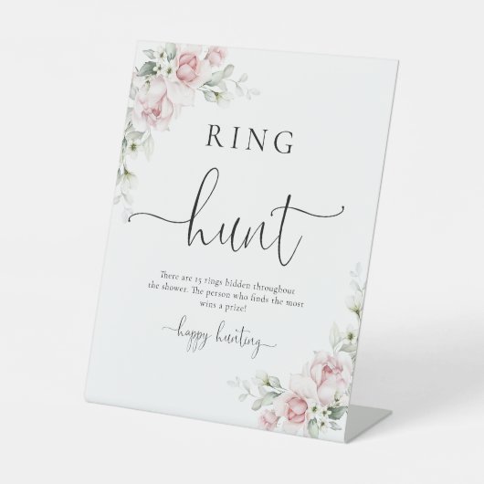 Weiche rosa Blumen-Ring-Suche-Schild Sockelschild (Vorderseite)