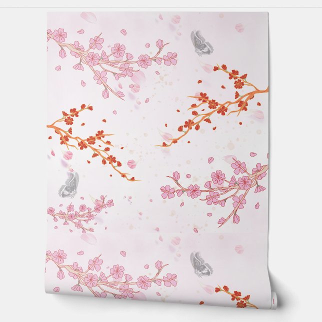 Weiche rosa Blumenwandverkleidung | Tapete (Abrollen)