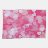Weiche rosa Bokeh-Herzen Geschirrtuch (Horizontal)